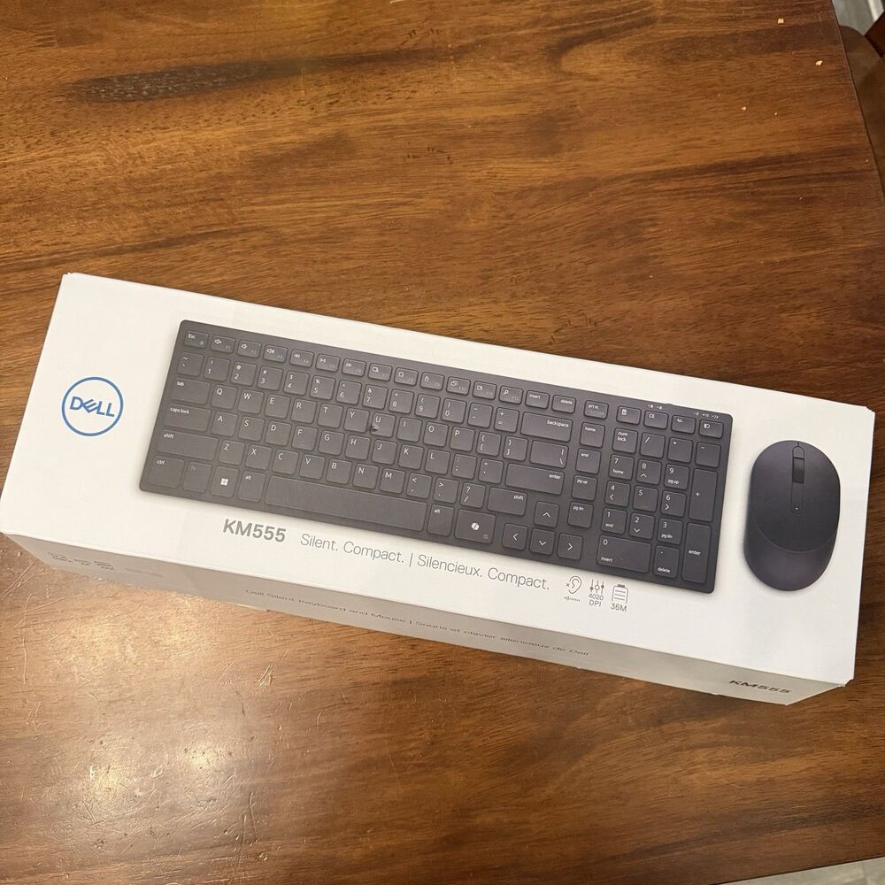 NEW Dell KM555 US Silent Compact Keyboard & Mouse